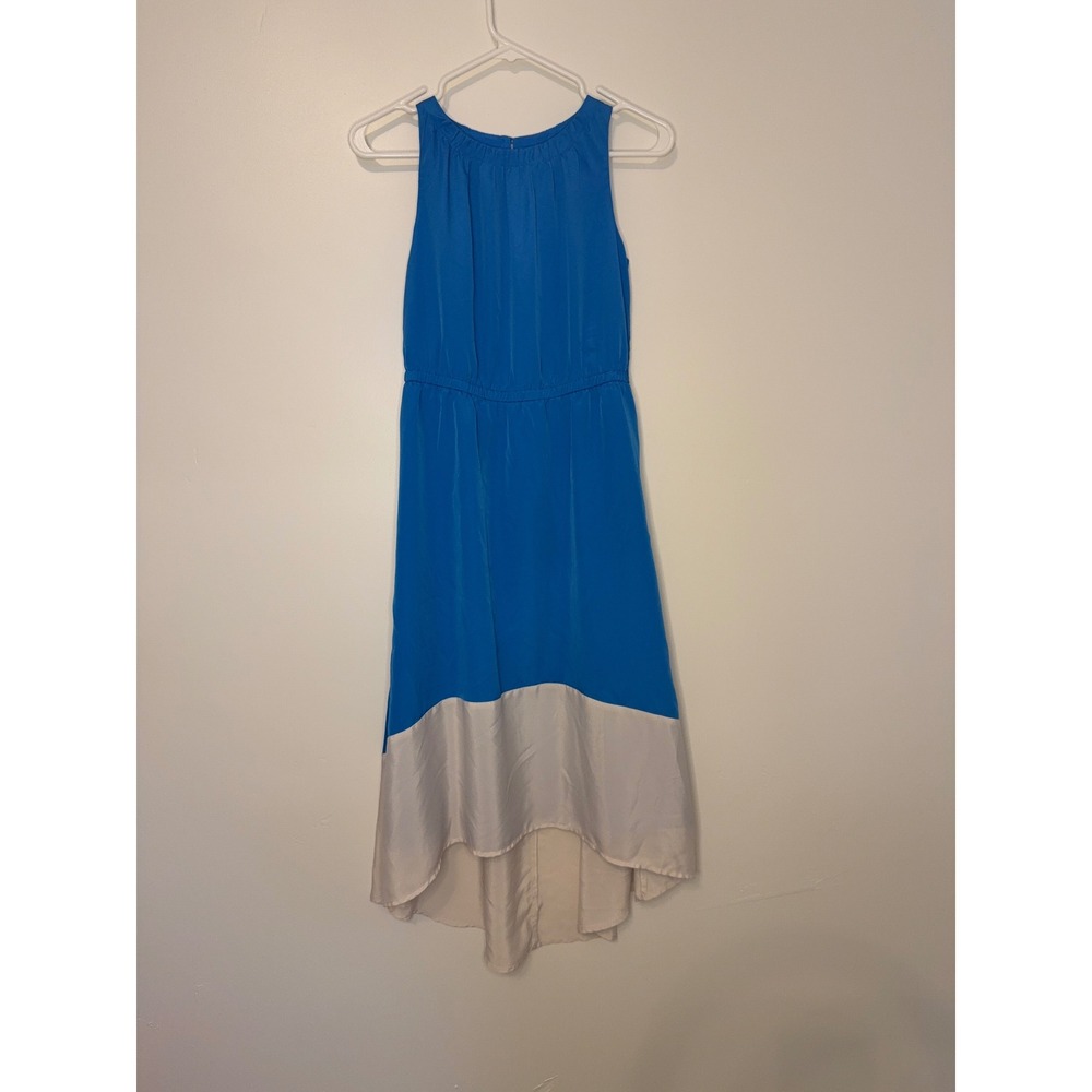 LOFT Petites Blue White Colorblock High Low Midi Dress 2P